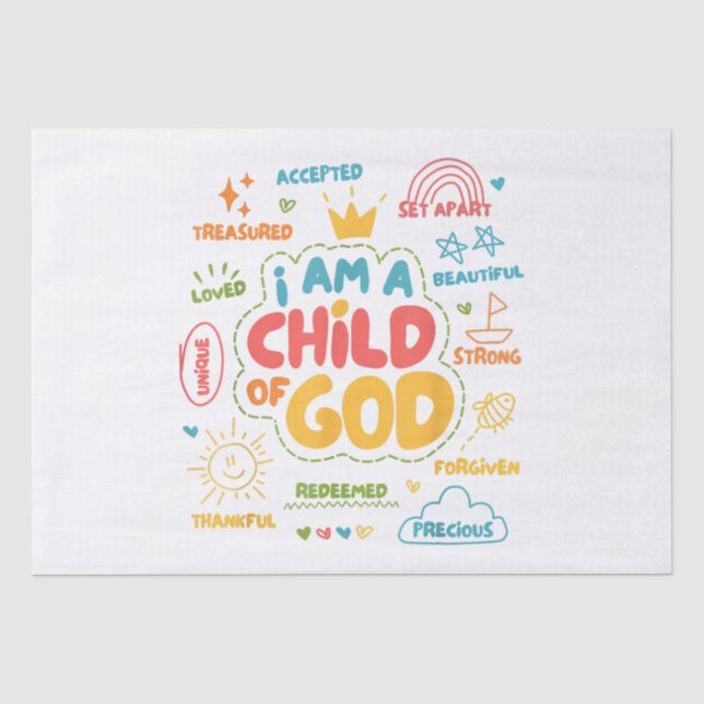 Ich bin ein Kind Gottes Christlicher Retro Jesus F Seidenpapier (Vorderseite)
