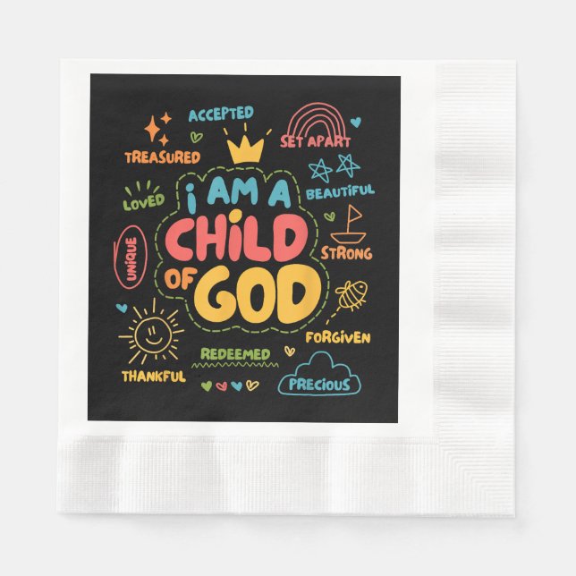 Ich bin ein Kind Gottes Christlicher Retro Jesus F Serviette (Vorderseite)