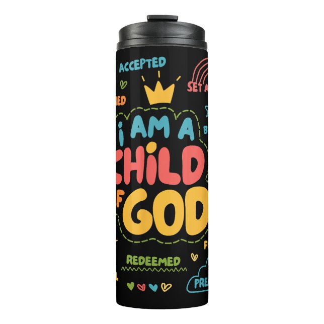 Ich bin ein Kind Gottes Christlicher Retro Jesus F Thermosbecher (Vorderseite)