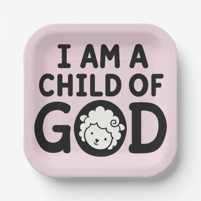 ICH BIN EIN KIND GOTTES | Christliches Babyshower- Pappteller (Vorderseite)