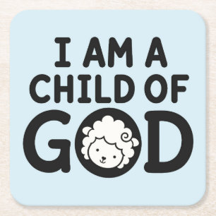 ICH BIN EIN KIND GOTTES Christliches Babyshower- Rechteckiger Pappuntersetzer