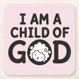 ICH BIN EIN KIND GOTTES Christliches Babyshower- Rechteckiger Pappuntersetzer