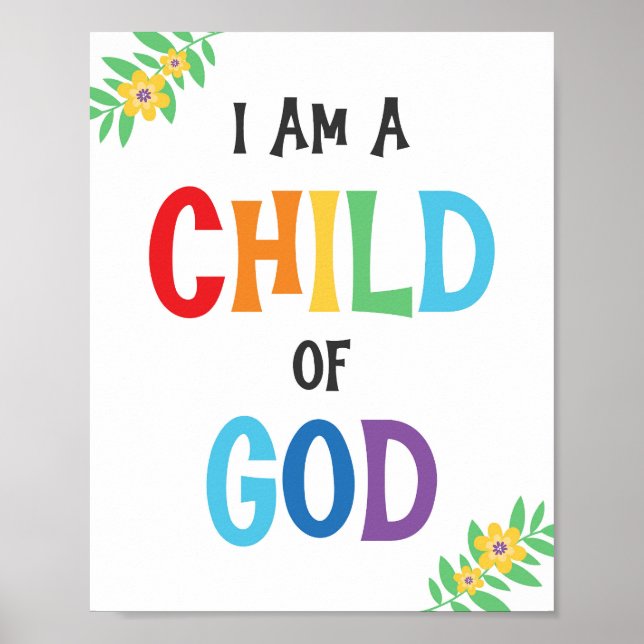Ich bin ein Kind Gottes Kinder Christlicher religi Poster (Vorne)