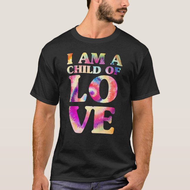 Ich bin ein Kind von Liebe 70er Batik T-Shirt (Vorderseite)