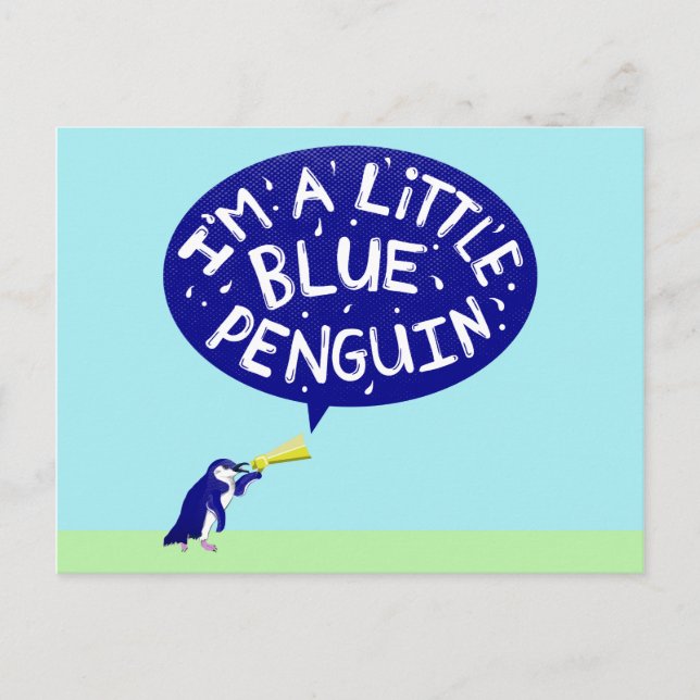 Ich bin ein kleiner blauer Pinguin Postkarte (Vorderseite)