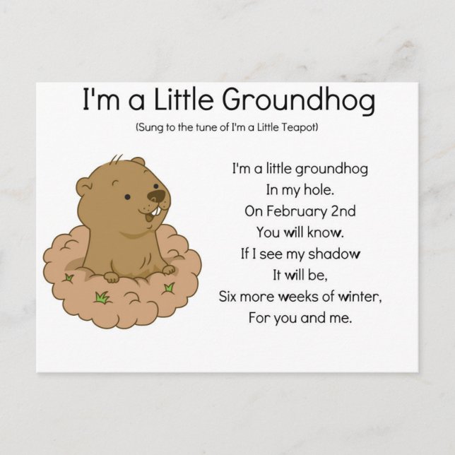 Ich bin ein kleiner Groundhog Postkarte (Vorderseite)