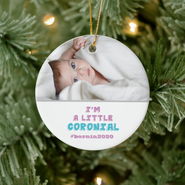 Ich bin ein kleines koroniales Foto Weihnachten Keramik Ornament (Baum)