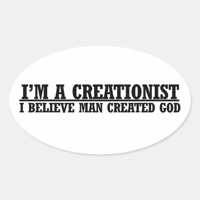 Ich bin ein kreationistischer, lustiger Atheist-Sp Ovaler Aufkleber (Vorderseite)