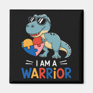 Ich bin ein Krieger Autismus Boys Familie Dinosaur Magnet