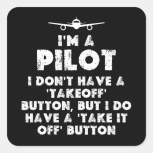 Ich bin ein lustiger Pilot Quadratischer Aufkleber