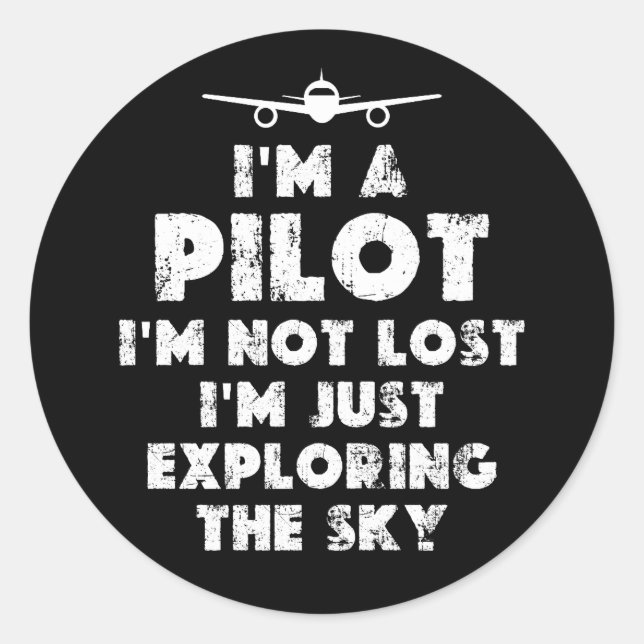 Ich bin ein lustiger Pilot Runder Aufkleber (Vorderseite)