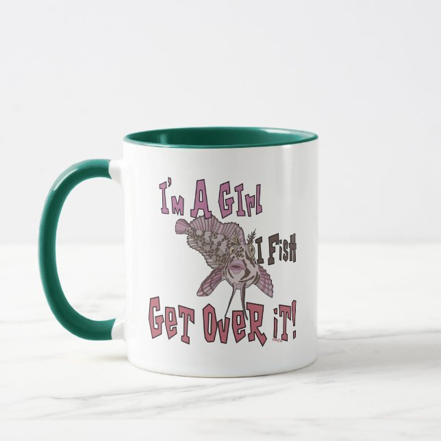 Ich bin ein Mädchen, das ich fischen kann Tasse (Links)