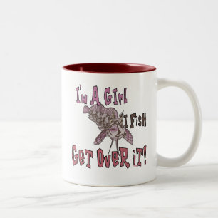 Ich bin ein Mädchen, das ich fischen kann Zweifarbige Tasse