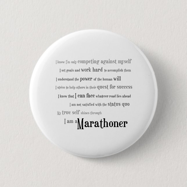 Ich bin ein Marathoner Button (Vorderseite)