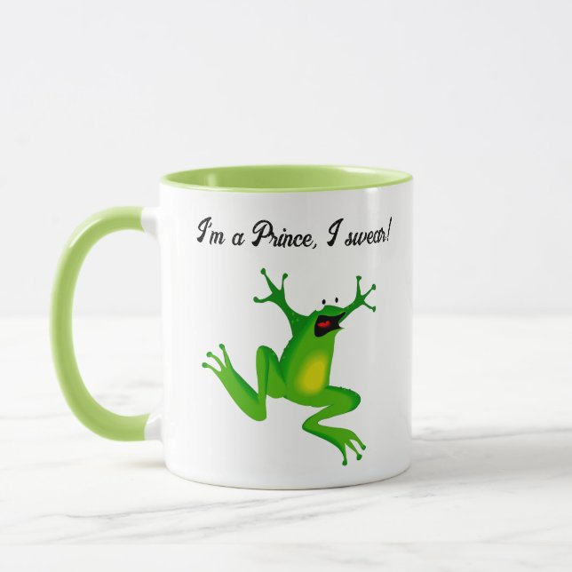 Ich bin ein Märchenprinz Lustiger grüner Frosch Ca Tasse (Links)