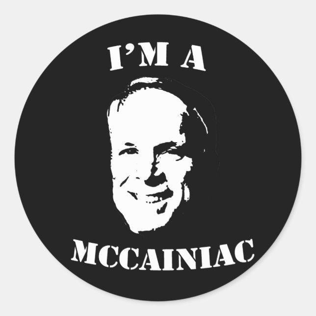 Ich bin ein McCainiac-Sticker Runder Aufkleber (Vorderseite)