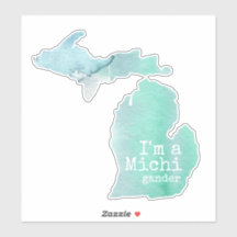 Ich bin ein Michigander Watercolor Silhouette Staa