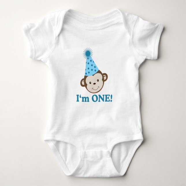 Ich bin ein Party-Hut-Strampler des ersten Geburts Baby Strampler (Vorderseite)