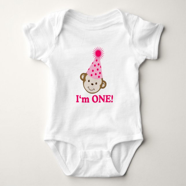 Ich bin ein Party-Hut-Strampler des ersten Geburts Baby Strampler (Vorderseite)