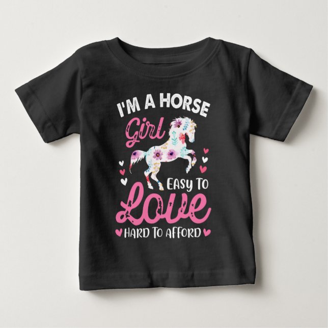 Ich bin ein Pferdemädchen, das leicht zu Liebe ist Baby T-shirt (Vorderseite)