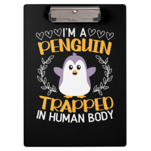 Ich bin ein Pinguin, der im menschlichen Körper ge Klemmbrett
