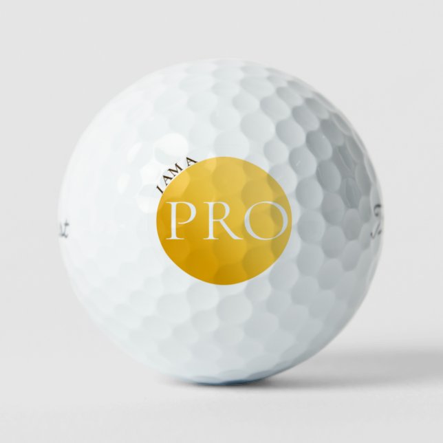 ICH BIN EIN PROFI | Benutzerdefinierter goldener G Golfball (Vorderseite)