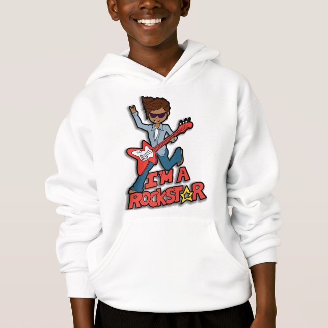 Ich bin ein Rockstar-Gitarre-Dunkelhaar-Junge Hoodie (Vorderseite)