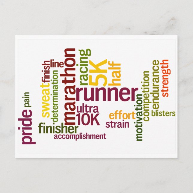 Ich bin ein Runner Words Postkarte (Vorderseite)