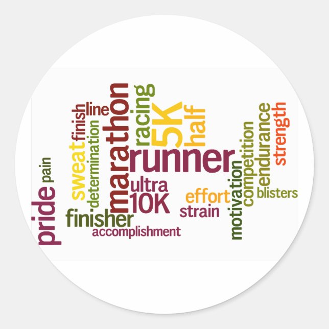 Ich bin ein Runner Words Runder Aufkleber (Vorderseite)