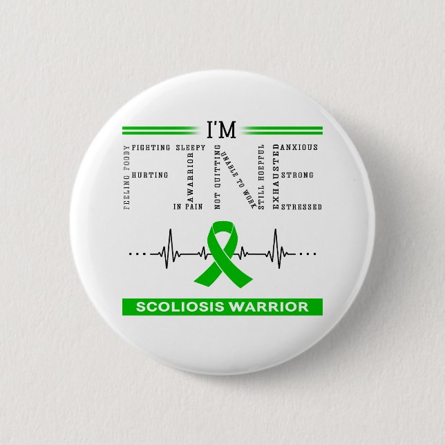 Ich bin ein schöner Scoliose-Krieger Button (Vorderseite)