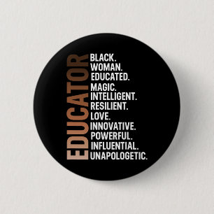 Ich bin ein schwarzer Erzieher Afro-Frau Schwarze Button
