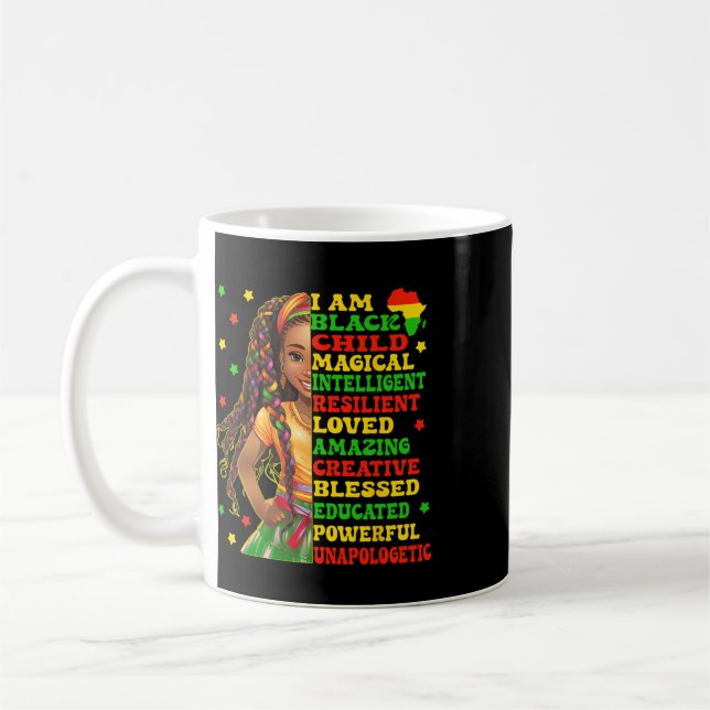 Ich bin ein schwarzes Kind Juneteenth Afroamerikan Kaffeetasse (Links)
