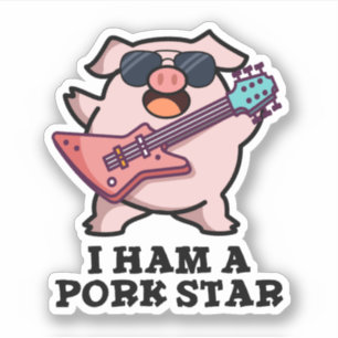 Ich bin ein Schweinestern Funny Rock Star Pig Puff Aufkleber