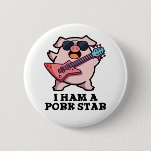 Ich bin ein Schweinestern Funny Rock Star Pig Puff Button