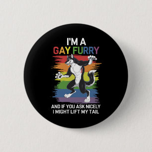 Ich bin ein schwuler Fellfuchs Regenbogen LGBTQ St Button