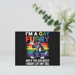 Ich bin ein schwuler Furry-Regenbogen-Fuchs-Wolf-P Postkarte