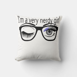 Ich bin ein sehr Nerdy Girl mit Periwinkle Eye Sha Kissen