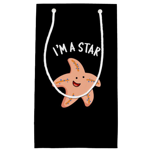Ich bin ein Star Funny Starfish Pun Dark BG Kleine Geschenktüte (Vorderseite)