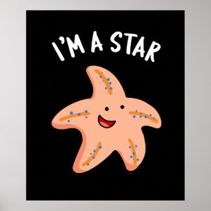 Ich bin ein Star Funny Starfish Pun Dark BG Poster