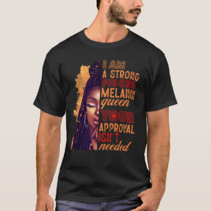 Ich bin ein starkes Fisch Melanin Queen Zodiac Bla T-Shirt