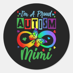 Ich bin ein stolzer Autismus Mimi Butterflies Auti Runder Aufkleber