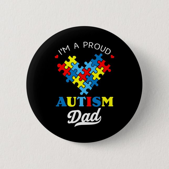 Ich bin ein stolzer Autismus-Vater Autismus-Bewuss Button (Vorderseite)