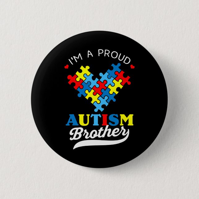 Ich bin ein stolzer Bruder Autism Awareness Herz A Button (Vorderseite)