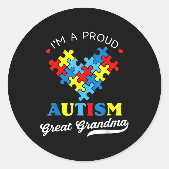 Ich bin ein stolzer Oma Autismus Awareness Autisti Runder Aufkleber (Vorderseite)