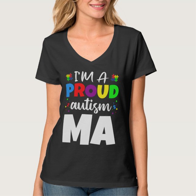 Ich bin ein stolzes Ma Autismus Awareness Heart T-Shirt (Vorderseite)