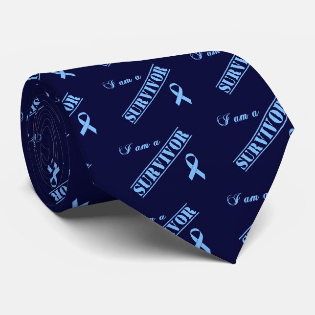 Ich bin ein Survivor - Light Blue Ribbon Krawatte (Gerollt)