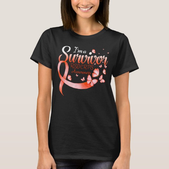 Ich bin ein Survivor RSD CRPS Awareness Butterfly  T-Shirt (Vorderseite)