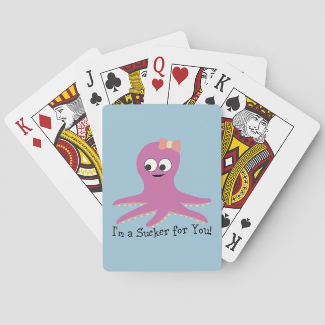 Ich bin ein Trottel für dich! Rosa Krake Spielkarten (Rückseite)
