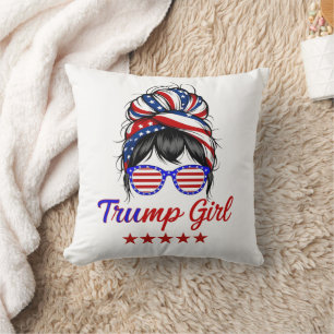 Ich bin ein Trump-Mädchen, Messy Bun Election 2024 Kissen