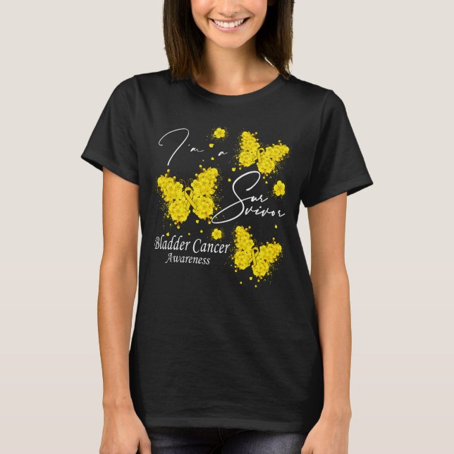 Ich bin ein Überlebender-Blase-Krebs-Bewusstseinss T-Shirt (Vorderseite)